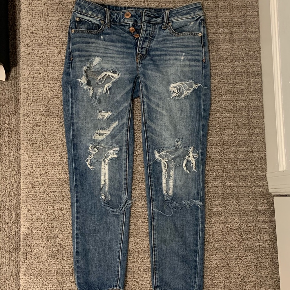ripped boy cut jeans